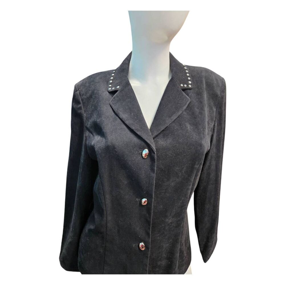 Amanda Smith Black Silver Studded Blazer Womens Size 8 - Picture 3 of 10